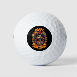 Happy Thanksgiving Turkey Family Fall Golf Balls