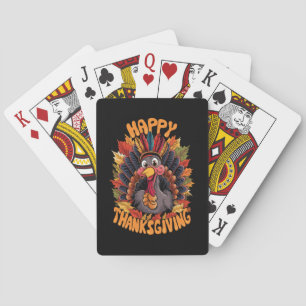 Happy Thanksgiving Turkey Family Fall Playing Cards