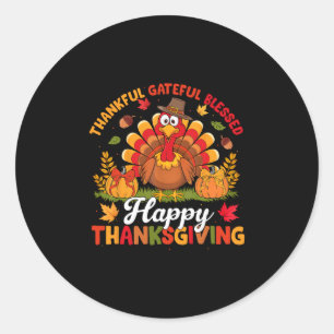 Happy Thanksgiving Turkey Family Matching Dinner F Classic Round Sticker