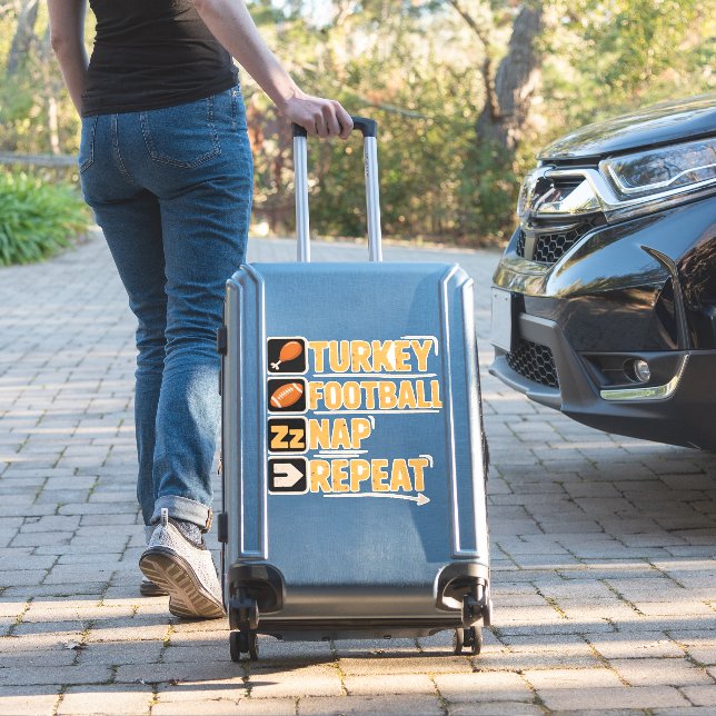 Happy Thanksgiving Turkey Football Nap Repeat Funn (Suitcase Insitu)