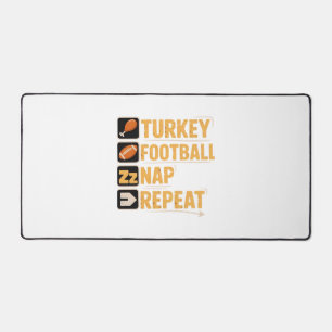 Happy Thanksgiving Turkey Football Nap Repeat Funn Desk Mat