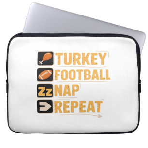 Happy Thanksgiving Turkey Football Nap Repeat Funn Laptop Sleeve