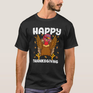Happy Thanksgiving Turkey Friendsgiving Funny Boys T-Shirt