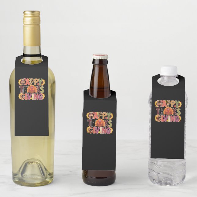 Happy Thanksgiving Turkey Funny Pumpkin Season Bottle Tag (In Situ)