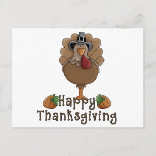 happy thanksgiving turkey holiday postcard