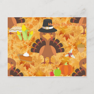 happy thanksgiving turkey holiday postcard