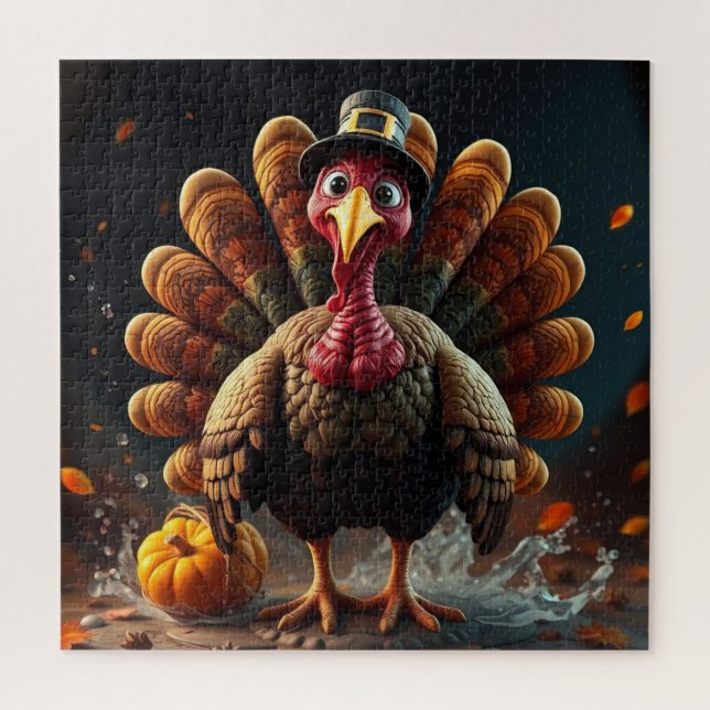 Happy Thanksgiving Turkey Jigsaw Puzzle (Vertical)