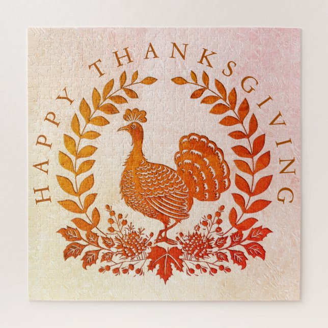 Happy Thanksgiving Turkey Jigsaw Puzzle (Vertical)
