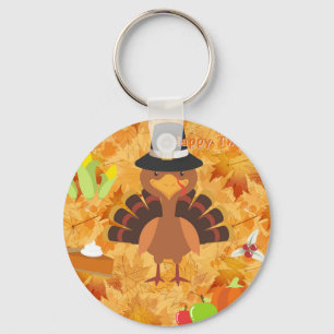 happy thanksgiving turkey key ring
