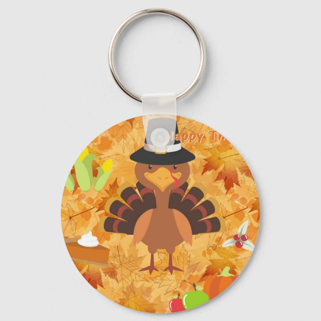 happy thanksgiving turkey key ring (Front)