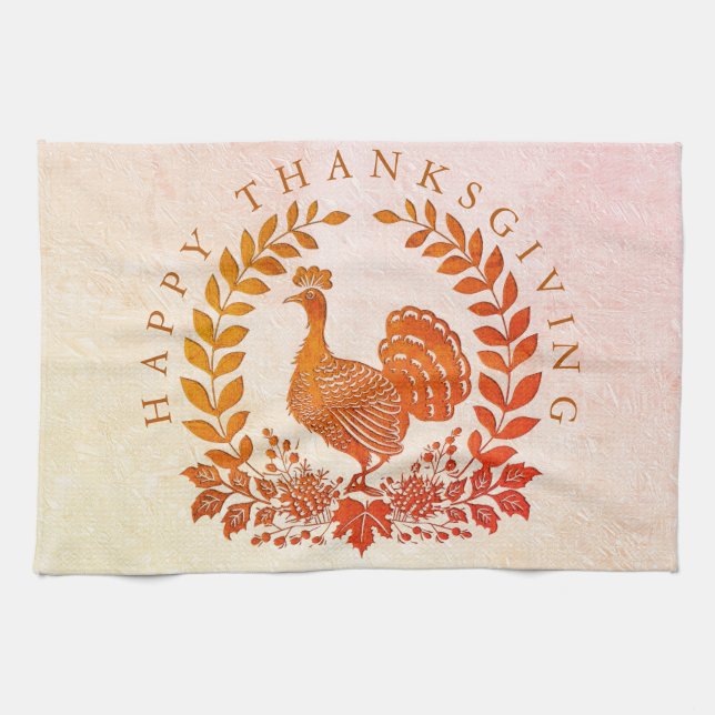 Happy Thanksgiving Turkey Kitchen Towel (Horizontal)
