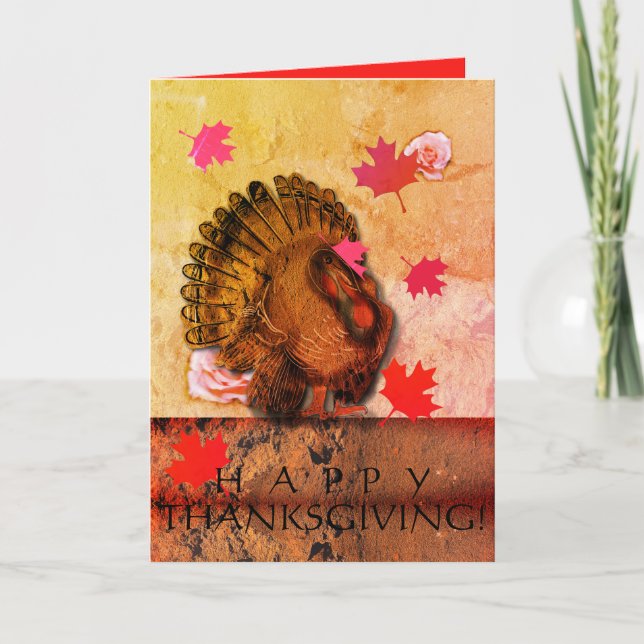 "Happy Thanksgiving" Turkey Note Card (Front)