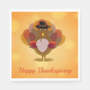 Happy Thanksgiving Turkey Orange Napkin