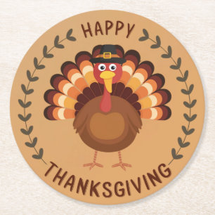 Happy Thanksgiving Turkey Paper Coaster