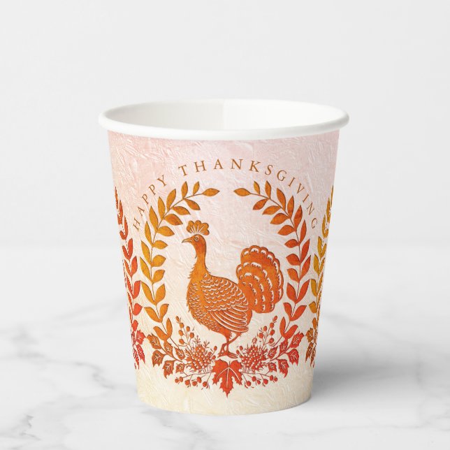 Happy Thanksgiving Turkey Paper Cups (Left)