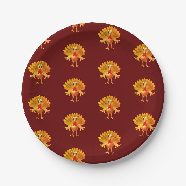 Happy Thanksgiving Turkey, Paper Plate (Front)