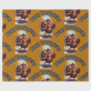 Happy Thanksgiving Turkey Parade Wrapping Paper