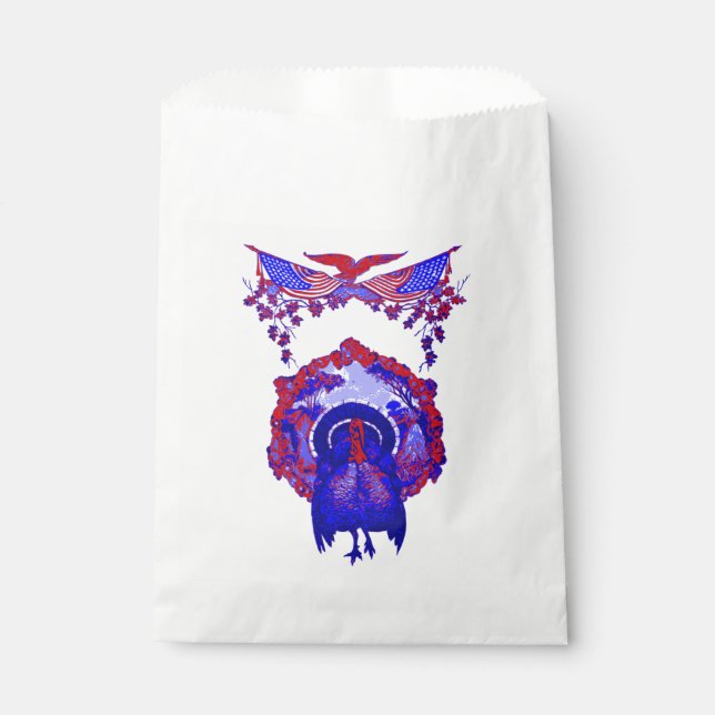 happy thanksgiving turkey patriotic vintage  favour bags (Front)