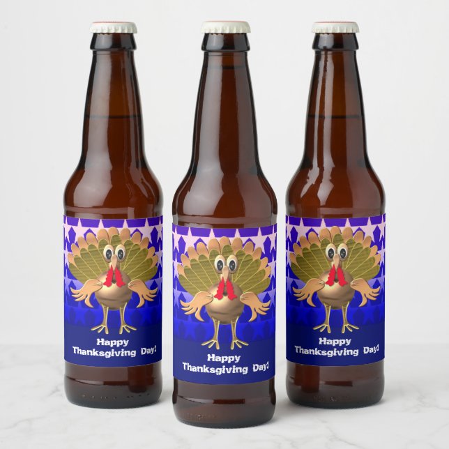 Happy Thanksgiving Turkey,Personalised Beer Bottle Label (Bottles)