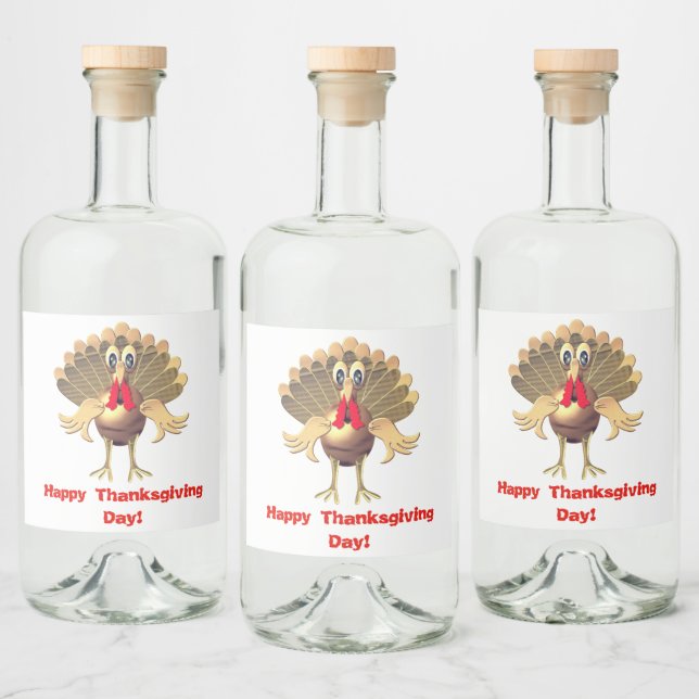 Happy Thanksgiving Turkey,Personalised Liquor Bottle Label (Bottles)