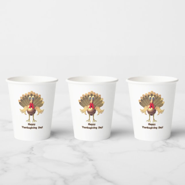 Happy Thanksgiving Turkey,Personalised Paper Cups (Multi)