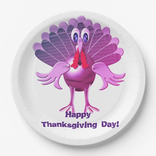 Happy Thanksgiving Turkey,Personalised Paper Plate (Front)