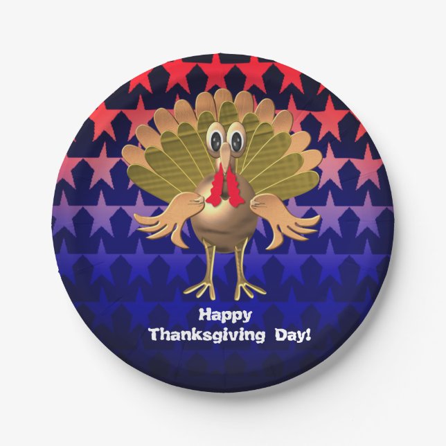 Happy Thanksgiving Turkey,Personalised Paper Plate (Front)