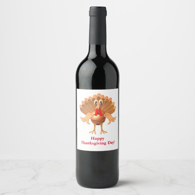 Happy Thanksgiving Turkey,Personalised Wine Label (Front)