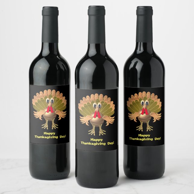 Happy Thanksgiving Turkey,Personalised Wine Label (Bottles)