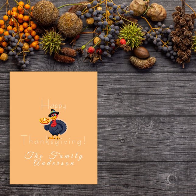 Happy thanksgiving turkey pie light orange card (Creator Uploaded)