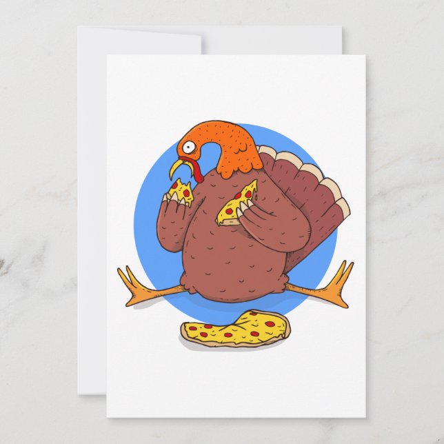 happy thanksgiving turkey pizza funny invitation (Front)