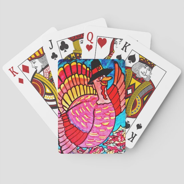 HAPPY THANKSGIVING TURKEY playing cards (Back)