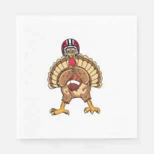 Happy Thanksgiving Turkey Playing Football Dad Men Napkin