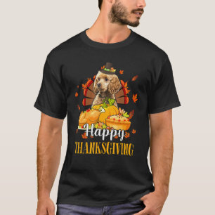 Happy Thanksgiving Turkey Poodle Wearing Hat Fall  T-Shirt