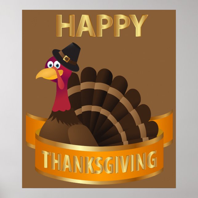 Happy Thanksgiving Turkey Poster (Front)