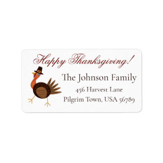 Happy Thanksgiving Turkey Return Address Label