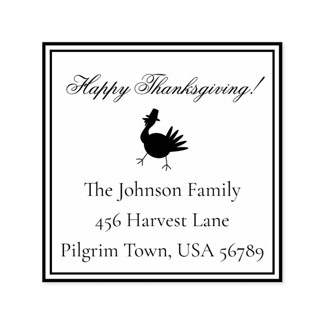Happy Thanksgiving Turkey Return Address  Self-inking Stamp (Design)