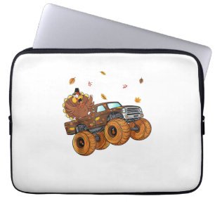 Happy Thanksgiving Turkey Riding Monster Truck Boy Laptop Sleeve