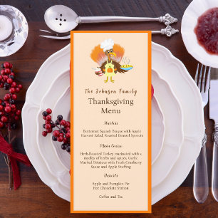 Happy Thanksgiving Turkey Serving Pie & Ice Cream Menu