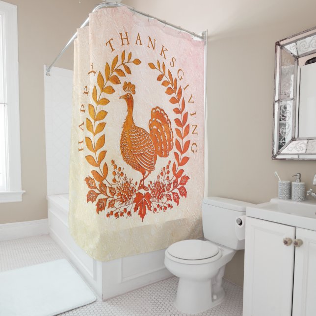 Happy Thanksgiving Turkey Shower Curtain (In Situ)
