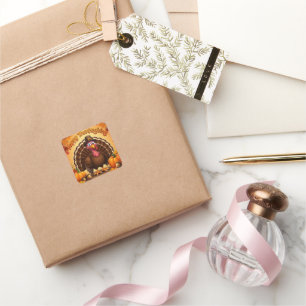Happy Thanksgiving Turkey Square Sticker