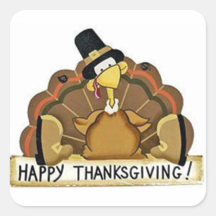 Happy Thanksgiving Turkey Square Sticker