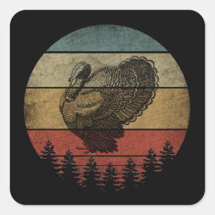 HAPPY THANKSGIVING TURKEY SQUARE STICKER