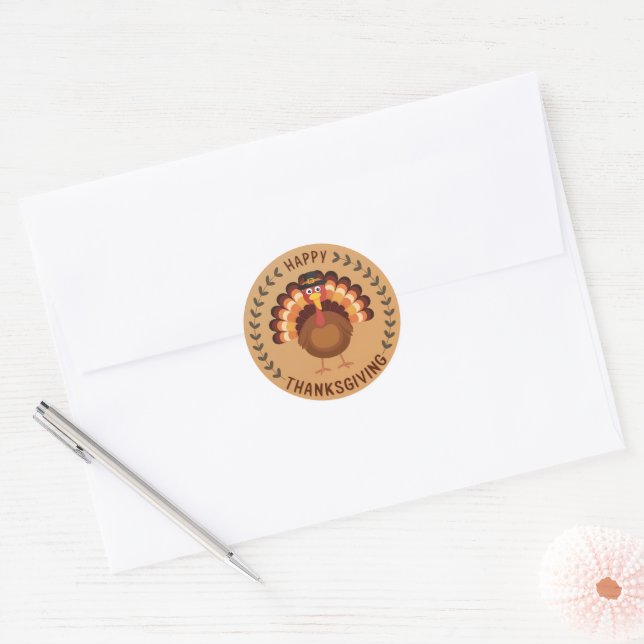 Happy Thanksgiving Turkey Sticker (Envelope)