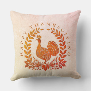 Happy Thanksgiving Turkey Throw Pillow