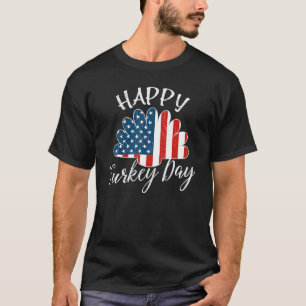 Happy Thanksgiving Turkey USA Flag Patriotic Famil T-Shirt