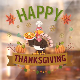 Happy Thanksgiving Turkey Window Cling