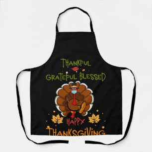 Happy thanksgiving Turkey With A Mask Thankful Apron