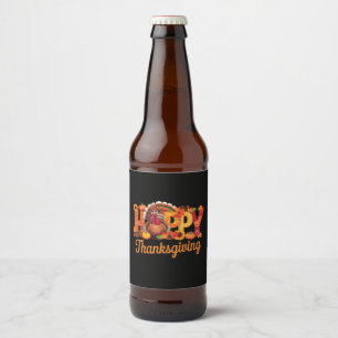 Happy Thanksgiving Turkeys Fall Beer Bottle Label