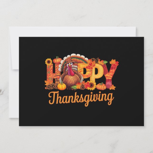 Happy Thanksgiving Turkeys Fall Holiday Card (Front)
